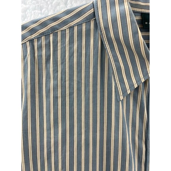 LRL Ralph Lauren Mens Button Front Shirt Green Beige Stripe Long Sleeve Pocket L - Picture 7 of 9